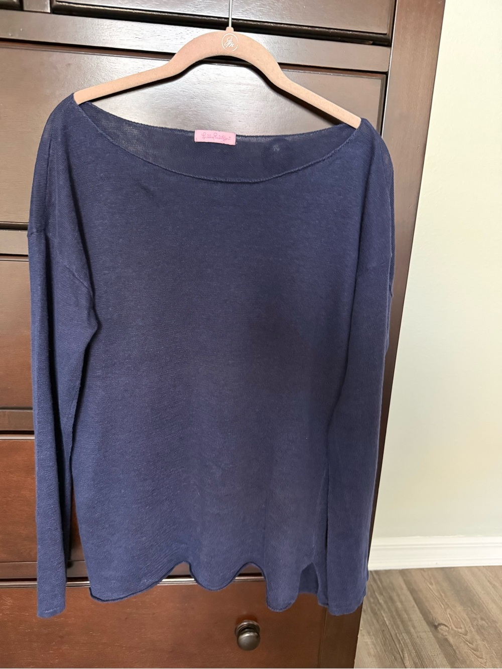 Lilly Pulitzer Navy linen Knit Boatneck Top